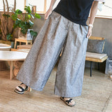 Pants Men's Baggy Big Leg Pants Casual Pants Wide Leg Harun Pants 2024 Versatile Cotton Linen Long Pants Striped Pants Skirt