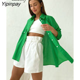 Yipinpay 2023 Spring Casual Long Sleeve Loose Women Cotton Shirt Korea Style Button Solid Woman Tunic Blouse Female Clothing Top