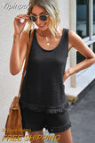 Yipinpay Two Piece Set for Women Summer Suit Tassel Sleeveless Tank Top and Shorts Casual Tracksuit Elegant Outfit 2023 Loungewear