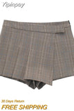 Yipinpay Plaid Skirt Shorts Woman Check Pleated Mini Skirt Shorts Women High Waist Short Pants Harajuku Fashion Women's Skort