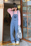 Yipinpay Retro Baggy Overalls Jeans For Women Summer Casual High Quality Wide Pants Light Blue Jumpsuit Denim Trousers Female