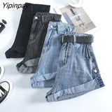 Yipinpay High Waist Retro Wide Leg Denim Shorts Women 2023 Summer New Loose Curling Short Feminino