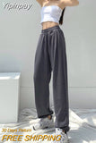 Yipinpay Baggy Joggers Women Summer Loose Thin Drawstring Sweatpants Casual Straight Sporty Pants Streetwear New