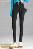 Yipinpay Leggings Jeans Women Velvet Thicken Warm Pencil Pants Casual High Waist Female Korean Thermal Straight Skinny Denim Trousers