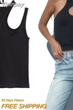 Yipinpay Black Crop Top Women Cut Out Tank Top With Straps Seamless Knitted Basic Tops Women Streetwear Summer Sexy Tops Woman