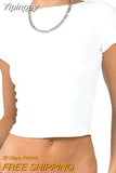 Yipinpay Women Harajuku Clothes Crop Tops Summer 2023 Short Sleeve Solid Color y2k T-shirts Retro Clothing Women Tube Tops Streetwear