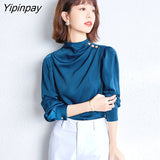 Yipinpay Spring Summer Women Blouses Elegant Korean style Fashion Satin shirts Loose Chiffon Long sleeve female blusas Ladies tops