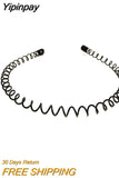 Yipinpay Men's Women Sports Wave Hair Band Metal Black Hairband Headband Aliceband