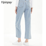 Yipinpay Loose Straight Jeans For Women 2023 Spring Casual Vintage Wash Denim Mom Jeans Women High Waist Baggy Jean Femme