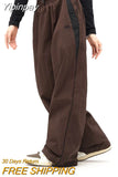 Yipinpay Cargo Pants Women Y2K Vintage Streetwear Wide Leg Sweatpants 2023 Casual Female Baggy Joggers Side Striped Trousers