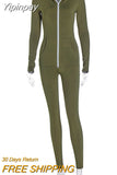 Yipinpay Autumn Winter Hoodie Jumpsuit Romper Women Long Sleeve Zipper Sport Casual Jumpsuits Black Streetwear Slim Sexy Overalls