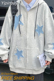 Yipinpay Men's Hoodies Sweatshirt Women's Oversized Sweatshirts with zipper Harajuku Casual Style Y2k Star Coat Streetwear Hip Hop Jacket
