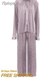 Yipinpay Beige Pleated Wide Leg Pants Womens Pants Fashion 2023 Casual Loose Trousers Office Lady Elegant Long Palazzo Pants