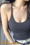 Yipinpay Women's Cleanfit Casual Camisole Sleeveless Tops U Neck Solid Color Slim Fit Summer Sporty Vest for Party Club