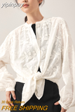 yipinpay Women Shirt Spring White Shirt Embroidery Fashion Leisure 2023 NEW Female Thin Long Sleeve Chic Comfortable Casual Blouse Tops