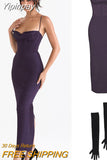 Yipinpay Maxi Bodycon Dress Sexy Celebrity Event Prom Night Party Dresses Satin V Neck Spaghetti Strap Women Dresses 2023 Summer