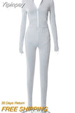 Yipinpay New Sexy Long Sleeve Women Sets 2023 Autumn Slim Solid V-neck Fitness Fashion Long Pants 2 Pieces Sets Casual Daily