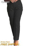 Yipinpay Women Shiny Yellow Capris Pants High Waist Trousers Office Work Lady Ankle Length Summer Bottoms Capris 2023 Spring Summer