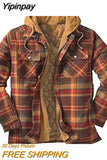 Yipinpay fashion men's autumn and winter New Vintage lattice hooded non cotton jacket new style