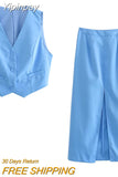 Yipinpay 2023 Fashion Two Piece Set for Women Summer V-Neck Women's Vest + Midi Skirt Chic and Elegant Two-piece Skirt Set New In