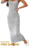 Yipinpay Women Bodycon Dresses Summer Clothes 2023 Basic Classic Long Skinny Sleeveless Backless Spaghetti Strap Dresses Evening Party