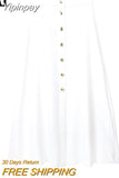 Yipinpay Off White Skirt Woman Button Long Skirts For Women Fashion 2023 Summer High Waist A Line Skirt Elegant Women's Skirts