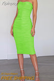 Yipinpay Strapless Pleated Sexy Bodycon Dress Off Shoulder Sleeveless Summer Party Dress Women Backless Beach Casual Women Dress