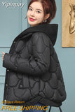 Yipinpay Version of Winter Loose Padded Jacket Women New Small Down Padded Jacket Women Fake Two-piece Hooded Cotton Coat