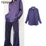 Yipinpay 2023 Spring Autumn Women Printed Blouses Shirt Causal Turn Down Collar Long Sleeved Thin Tops Single Breasted T-Shirts