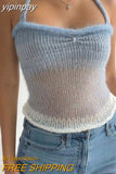 yipinpay Top Women Y2K Crop Top Backless Tank Top Knit Vest Summer Clothes Streetwear Skinny Sleeveless Cami Top Off Shoulder Top