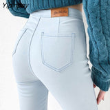Yipinpay Black Skinny Stretch Mom Jeans High Waist Plus Up Pencil Pants Woman Denim Pantalones De Mujer Autumn Winter