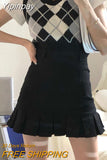 Yipinpay Korean Fashion Pleated Mini Skirt Women Cute Casual Preppy Style High Waist Solid A-line Short Skirt for Girls Summer