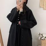 Yipinpay Woolen Coat Women's New Korean Version Of Black Medium-Length Tweed Coat Is Popular To Thicken Autumn And Winter