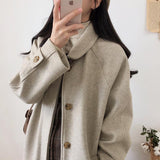 Yipinpay Woolen Coat Women's New Korean Version Of Black Medium-Length Tweed Coat Is Popular To Thicken Autumn And Winter