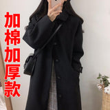 Yipinpay Woolen Coat Is Popular For Women In The Spring And Summer Of 2024, The New Korean Version Of Black Medium-Length Tweed Coat Is Popular To Thicken.