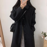 Yipinpay Woolen Coat Women's New Korean Version Of Black Medium-Length Tweed Coat Is Popular To Thicken Autumn And Winter