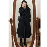 Yipinpay Woolen Coat Is Popular For Women In The Spring And Summer Of 2024, The New Korean Version Of Black Medium-Length Tweed Coat Is Popular To Thicken.