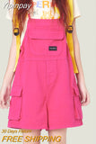 Yipinpay Red Rompers Woman Wide Leg Jumpsuit Denim Short Summer Fashion Plus Size Women Strap Jeans Overalls Jumpsuit Causal Female