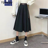 Yipinpay A-line Skirt Women Spring and Summer 2023 New High Waist Medieval Skirt Girl Mid Length Female Harajuku Skirt
