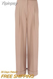 Yipinpay 18 Spring Summer Black Ladies Office Trousers Women High Waist Pants Pockets Female Pleated Wide Leg Pants Solid 2023