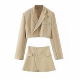 Yipinpay New Blogger Lapel Slimming Short Suit Jacket + High Waist Short Skirt Suit