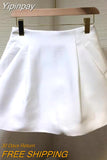 Yipinpay 2023 Summer New High Waist Women Shorts Fashion Solid Causal Pocket A Line Mini Skirt Faldas Mujer Moda White Suits