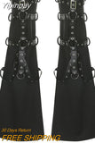 Yipinpay Style Ankle Leg Warmer Fall Winter Black Metal Buckle Leg Warmers Knitted y2k High Knee Legging Boot Socks Thigh High Socks