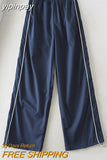 yipinpay Sweatpants Women Basic Y2K Cargo Pants 2023 Striped Baggy Track Pants 90s Joggers Casual Streetwear Low Rise Harem Capris