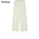 Yipinpay High Waist Wide Leg Trousers Loose Black Casual Pants Women