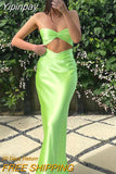 Yipinpay Womens Camisole And Skirt Suit Fashion Solid Color Tie-Up Halter Cropped Vest And Long Skirt Club Street Style Hot S M L