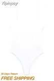 Yipinpay 2023 Woman Bodysuit Black White Body Woman Square Neck Sleeveless Bodysuit Women Bodycon Sexy Lingerie Women's Summer Tops
