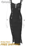 Yipinpay Sexy Hollow Out Bodycon Long Dress For Women Summer Suspender Backless Dresses Femme Y2K Beachwear Night Party Vestidos