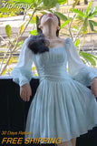 Yipinpay Spring French Elegant Short Party Dress Pure Color Fairy Mini Dress Casual Long Sleeve Korean Fashion Dress Woman Design