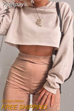 Yipinpay Autumn Spring Basic Crop Tops Solid Short Pullover Ladies Women Long Sleeve Crew Collar Sweatshirt Streetwear Clothes Casual